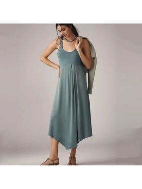 Anthropologie Teal Gemini Dress Large Petite